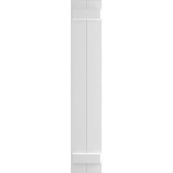 Ekena Millwork 10 3/4" x 38" True Fit PVC Two Board Joined Board-n-Batten Shutters, White (Per Pair)