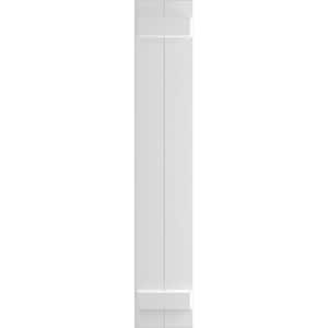10 3/4" x 52" True Fit PVC Two Board Joined Board-n-Batten Shutters, White (Per Pair)