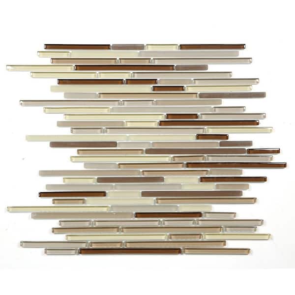 ABOLOS New Era Brown 12 in. X 12 in. Interlocking Mixed Glass Mosaic Wall Tile (9 sq.ft./Case)