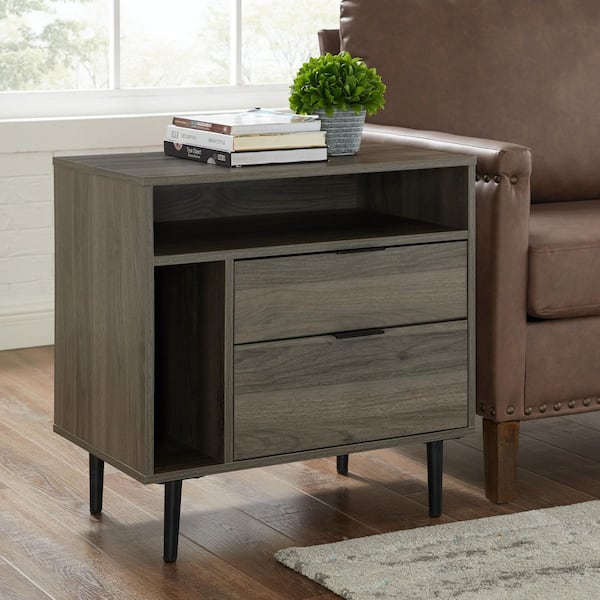 Walker Edison Furniture Company Modern Slate Grey 2-Drawer 25 in 
