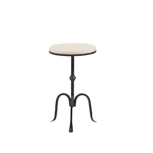 Bunker 7.90 in. Black Round Marble End Table