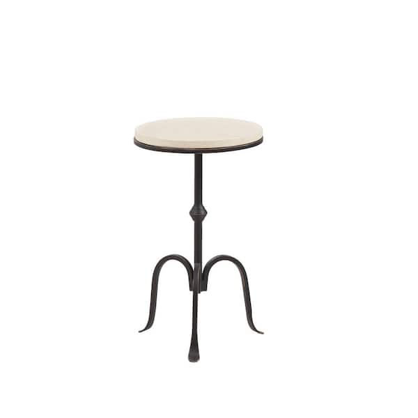 Bunker 12 in. Black Round Marble End Table