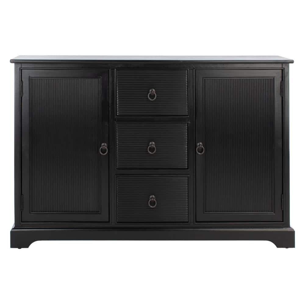 Adiland Chic Black Wood and Metal Sideboard with Storage