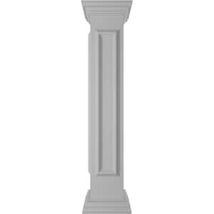 Corner 48 in. x 8 in. White Box Newel Post with Panel, Peaked Capital and Base Trim (Installation Kit Included)
