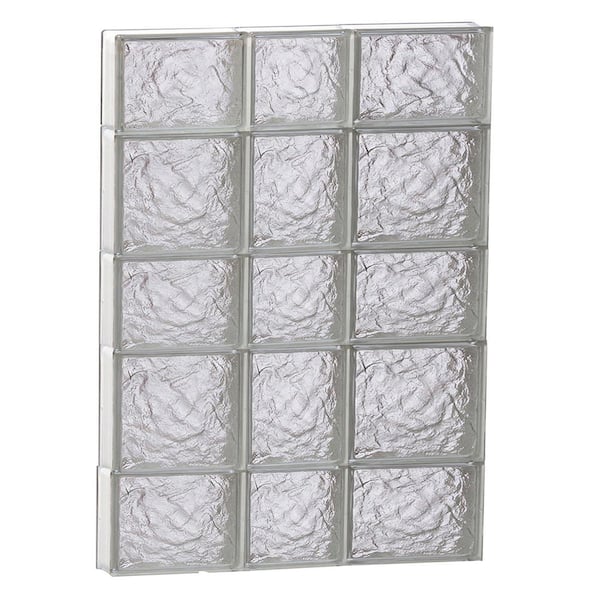 Clearly Secure 21.25 in. x 32.75 in. x 3.125 in. Frameless Ice Pattern Non-Vented Glass Block Window