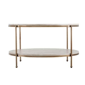 LITFAD Modern Oval Faux Marble Coffee Table with Gold Metal Frame Living  Room Table with Shelf Cocktail Table - Shelves Included 18 H x 47 L x 24  W
