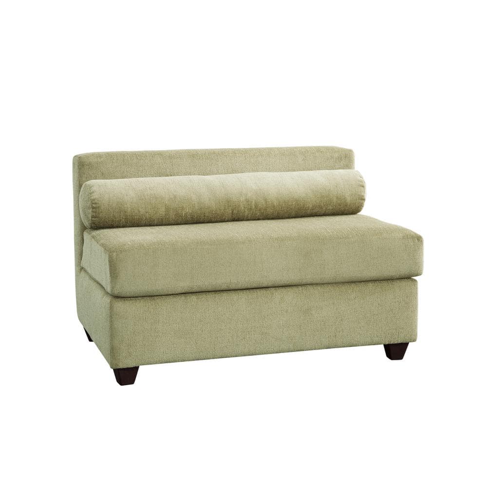 Fern Green Chenille Fabric 2-Piece Sectional Sofa with Throw Pillows