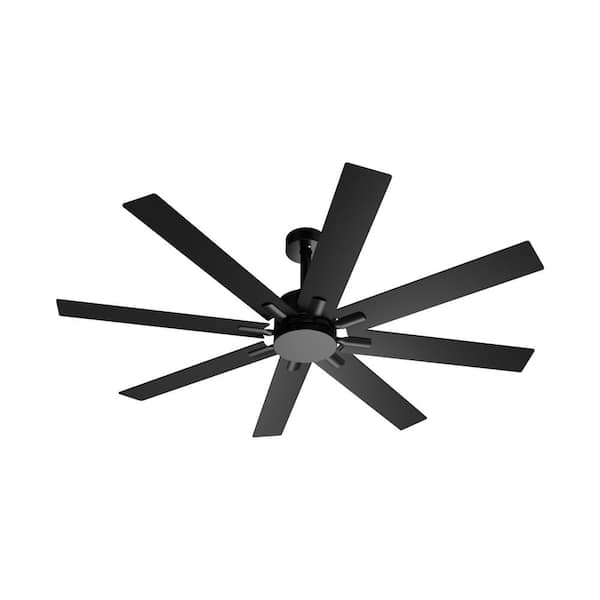 FUFU&GAGA 65 in. Indoor Outdoor Use Black Solid Wood Grain 8 Blade Propeller Ceiling Fan with Remote Control, Adjustable, 5-Speed