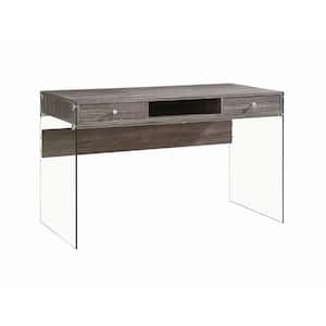 Weathered Grey Writing Desk with Glass Sides