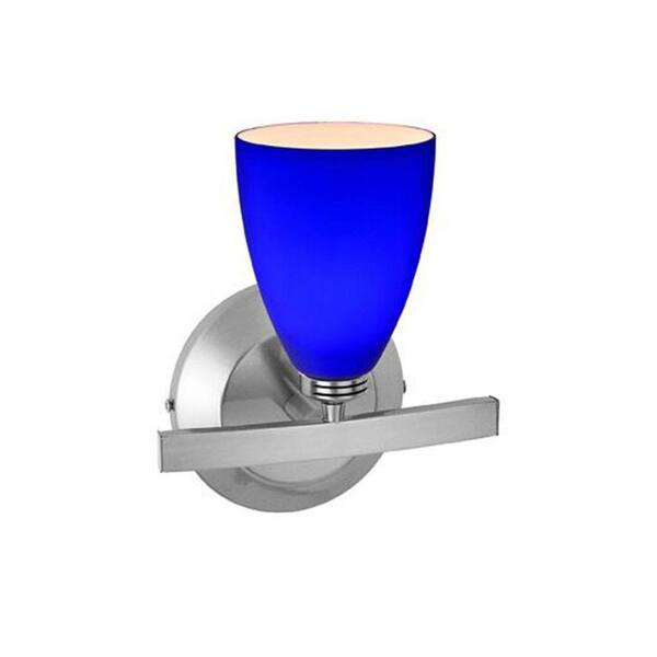Filament Design Sydney 1-Light Matte Chrome Vanity Light with Cobalt Glass Shade