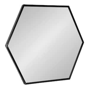McNeer 26 in. x 22 in. Classic Hexagon Framed Black Wall Mirror