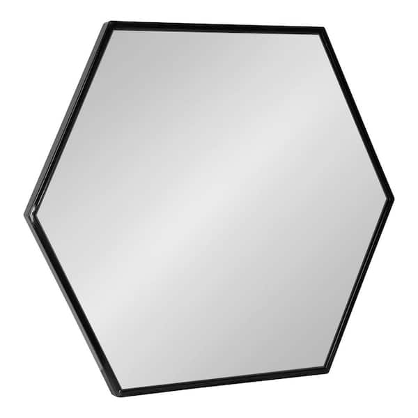 Kate and Laurel McNeer 26 in. x 22 in. Classic Hexagon Framed Black Wall Mirror