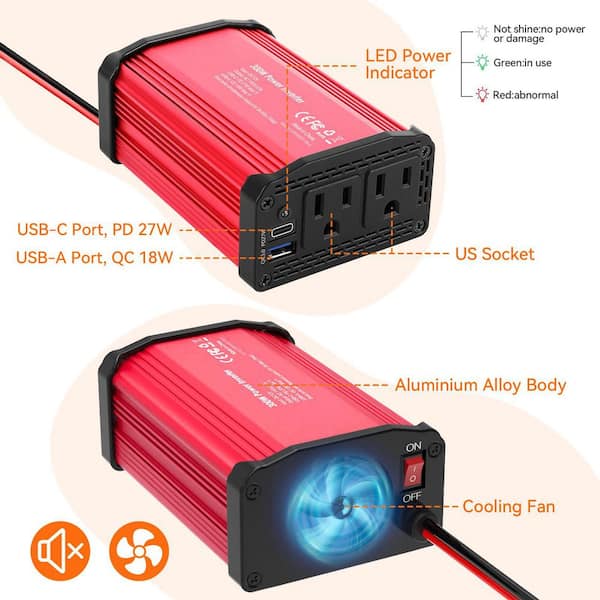 cigarette lighter inverter home depot Lukyamzn 300-Watt Car Power Inverter 12V to 110V with PD 27W USB-C and Fast Charger 18W USB-A, Compact Vehicle Outlet Adapter
