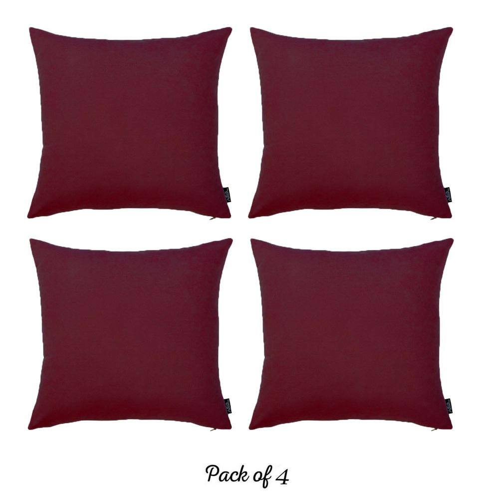 Claret Red Polyester Decorative Throw Pillow Covers Set of 4