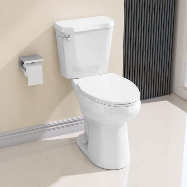 Ace 19 in. Height Two Piece Toilets 1.28 GPF Single Flush Elongated ADA White Bathroom Toilet Soft Close Seat Included