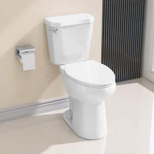 19 in. Height Two Piece Toilets 1.28 GPF Single Flush Elongated Toilet in White Modern Toilet Soft Close Seat Included