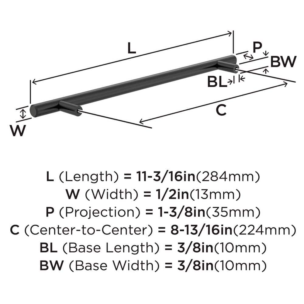 Matte Black Steel 8-13/16" Bar Cabinet Pull