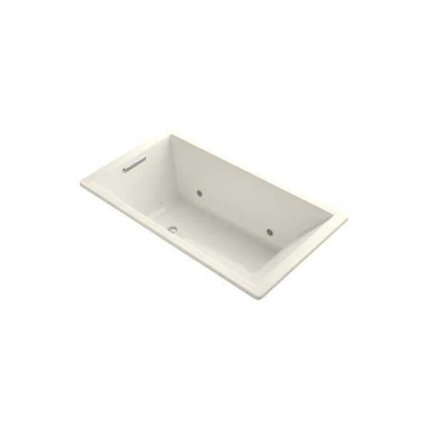KOHLER Underscore 5.5 ft. Rectangular Drop-In Air Bathtub in Biscuit