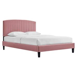 Alessi Performance Velvet Twin Platform Bed in Dusty Rose