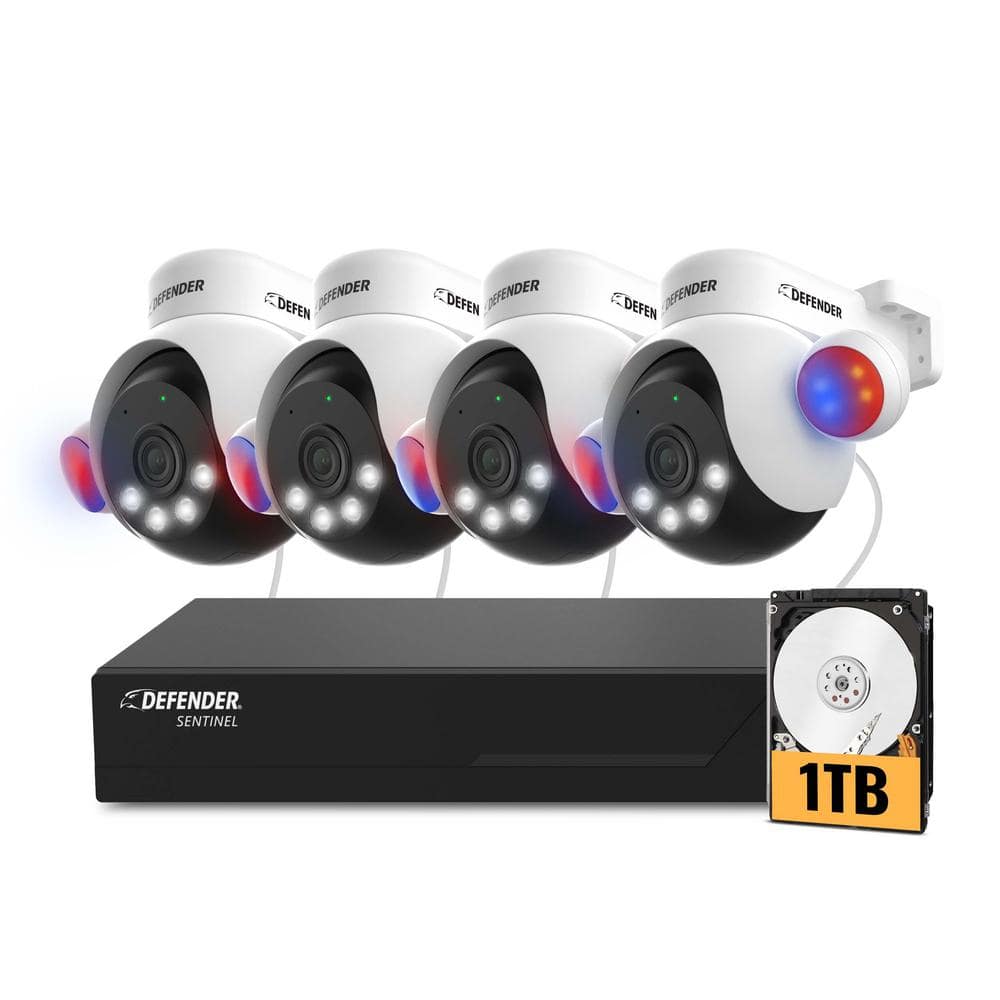 AI Powered Sentinel 4K PTZ Wired 8-Channel PoE NVR Security System, 4-Cameras with 1TB HDD