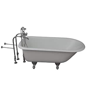 5 ft. Cast Iron Ball and Claw Feet Roll Top Tub in White with Polished Chrome Accessories