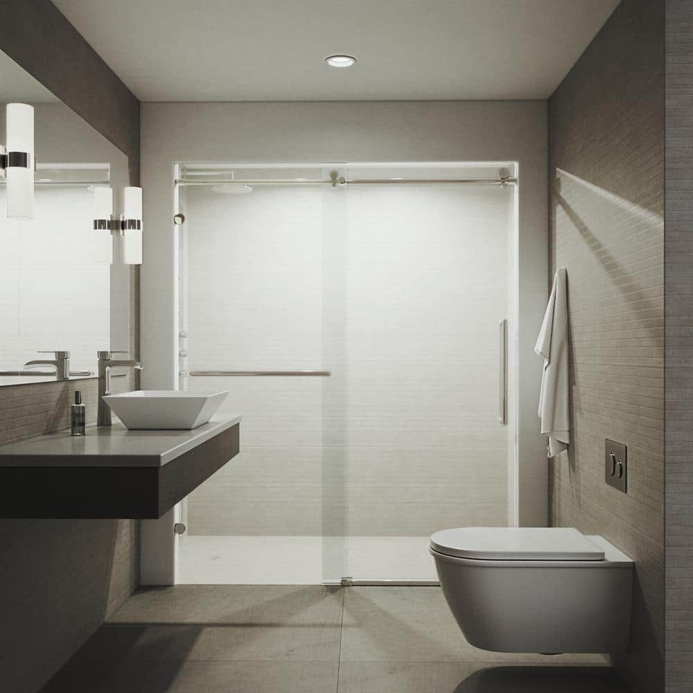 Ferrara 73" Frameless Sliding Shower Door with Clear Tempered Glass