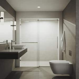 Ferrara 71 1/2 to 72 1/2 in. W x 74 in. H Sliding Frameless Shower Door in Stainless Steel with 3/8 in. Clear Glass