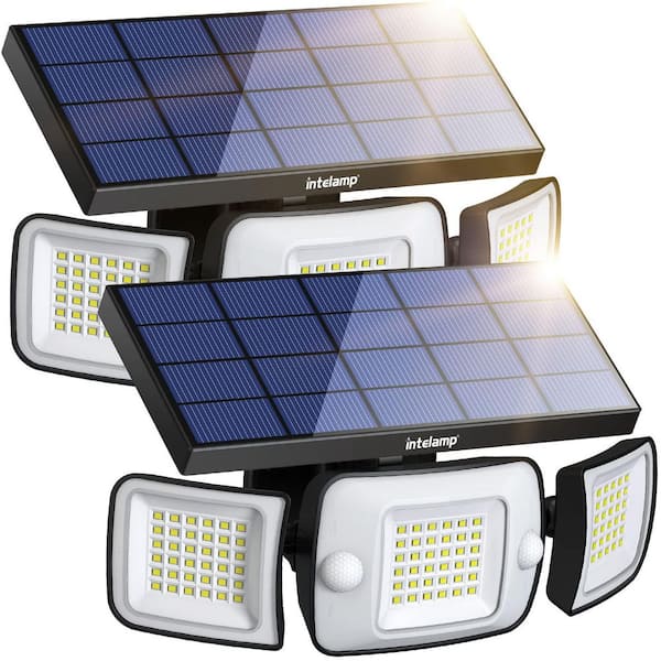 BIBIVIS 8W 1200 Lumen Black Integrated LED Motion Sensor Flood Light, 270° 3 Mode Wall Security Light for Patio Garage Porch