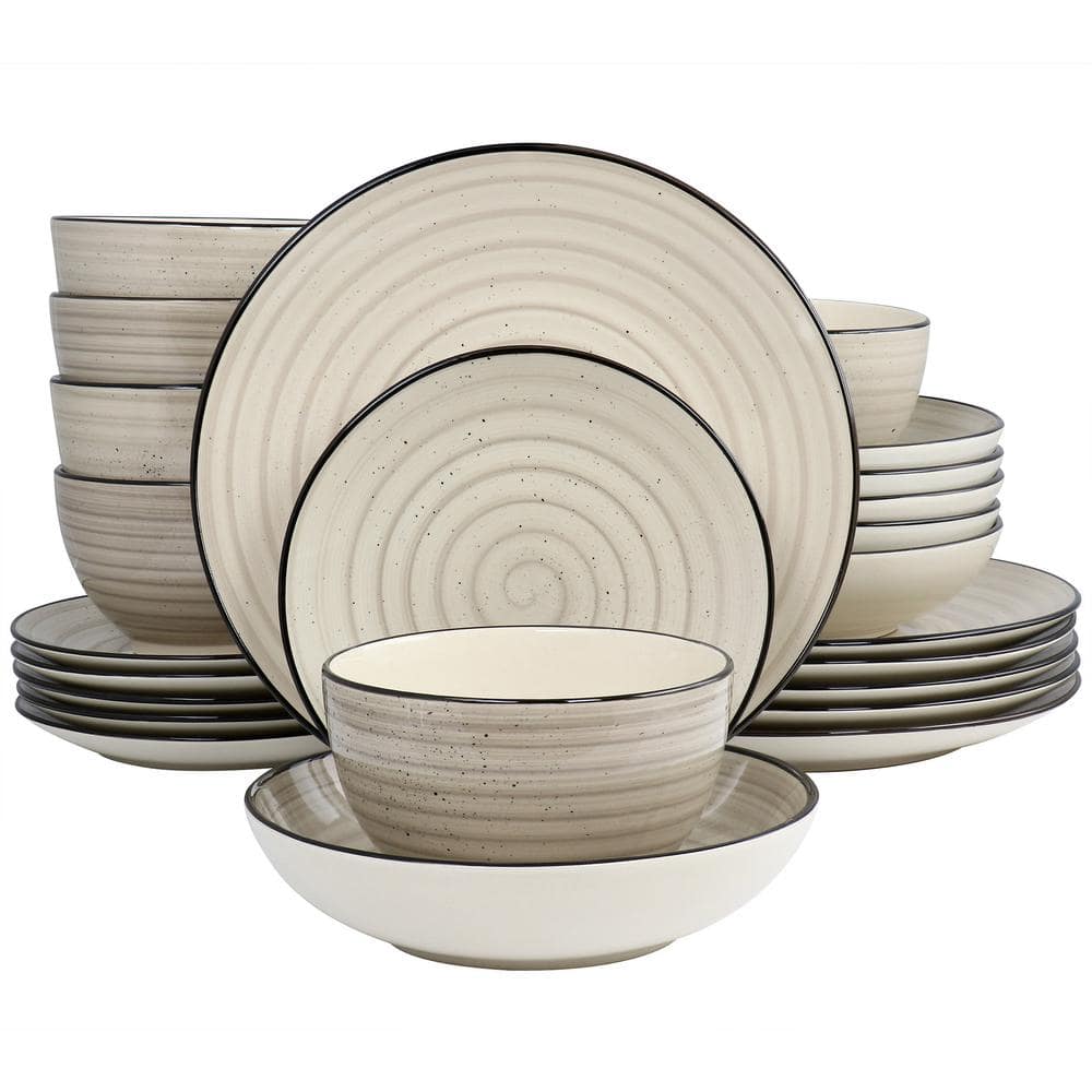 Elama Gia 24 Piece Stoneware Dinnerware Set in Cream 985120128M - The ...