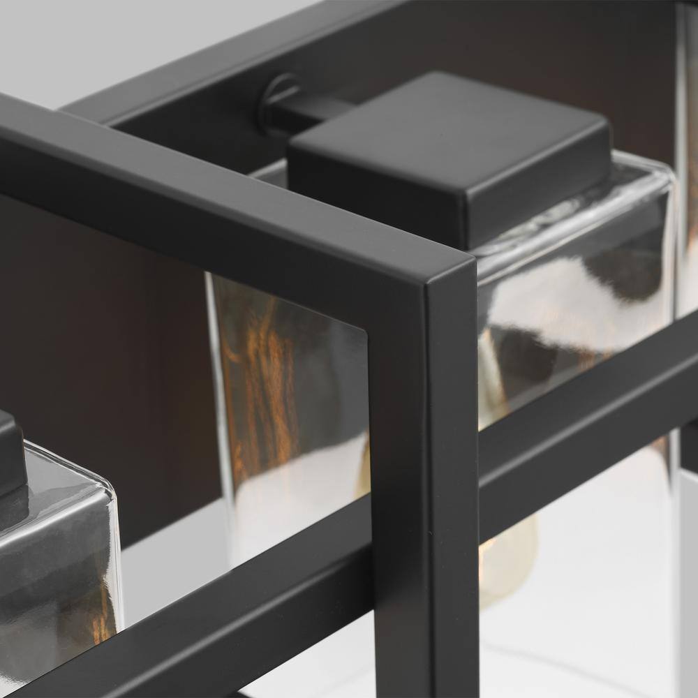 Mitte Midnight Black 3-Light Industrial Bath Vanity with Clear Glass