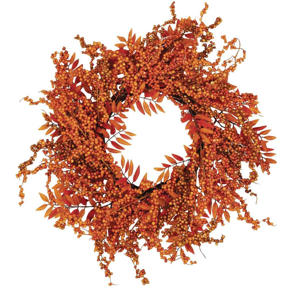 18 in. Artificial Weatherproof Fall Berry Fern Wreath
