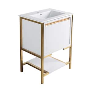 Marseille 24" Bathroom Vanity in White and Brushed Gold