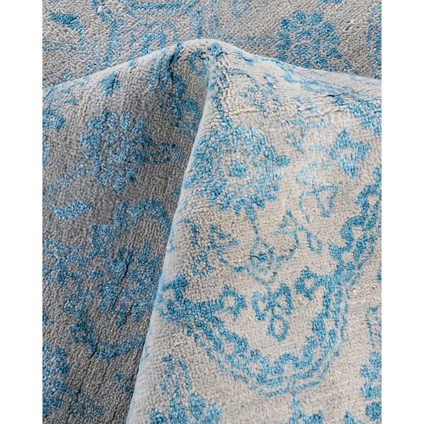 Ikat Beige 8 x 10 Floral Wool Indoor Area Rug