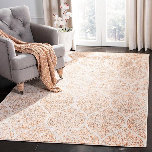 Madison Cream/Orange 7 ft. x 7 ft. Square Medallion Area Rug
