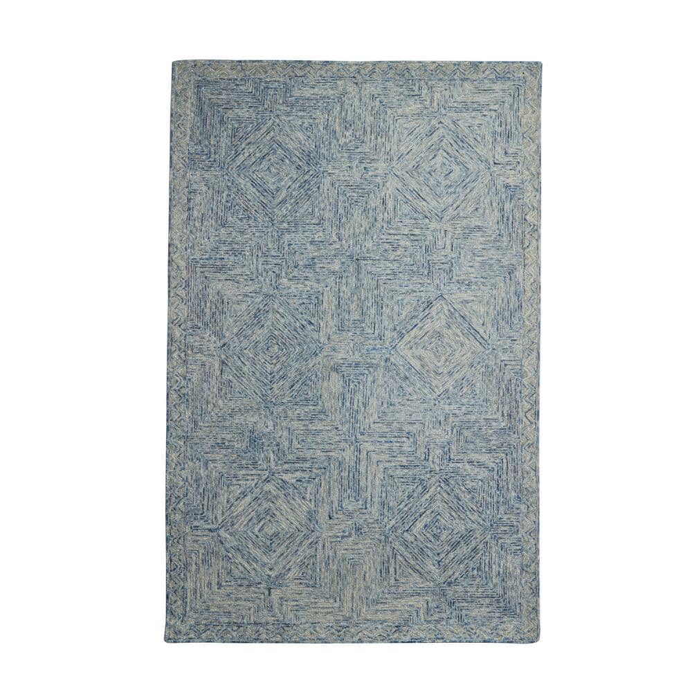 Litton Lane Blue Wood Modern Area Rug, 96 in. x 1 in. x 120 in.