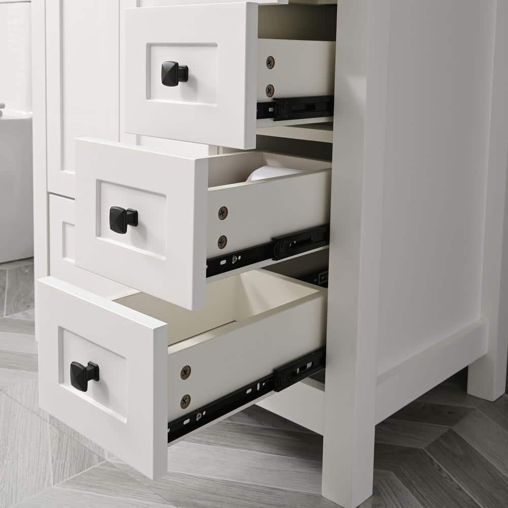 White 30" Freestanding Bathroom Vanity with Ceramic Sink and Mirror