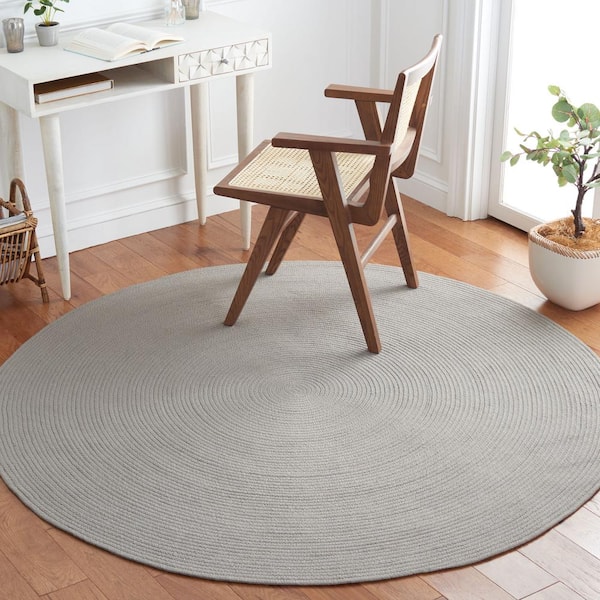 SAFAVIEH Braided Gray 3 ft. x 3 ft. Abstract Round Area Rug BRD402F-3R -  The Home Depot