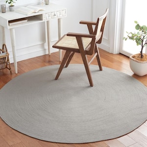 Braided Gray 3 ft. x 3 ft. Abstract Round Area Rug