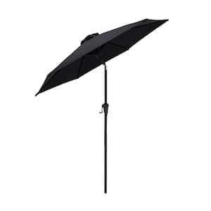7-1/2 ft. Steel Market Tilt Patio Umbrella for Outdoor in Black Solution Dyed Polyester