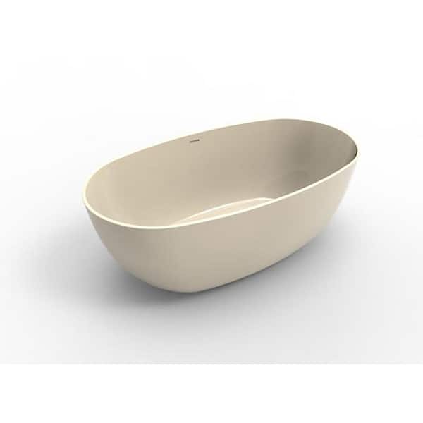 Hydro Systems Alamo 5 ft. Solid Surface Flatbottom Non-Whirlpool Freestanding Bathtub in Biscuit