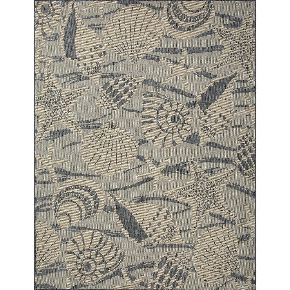 Seashells Navy/Ivory 6 ft. x 9 ft. Indoor/Outdoor Area Rug price history on PriceWatchPro