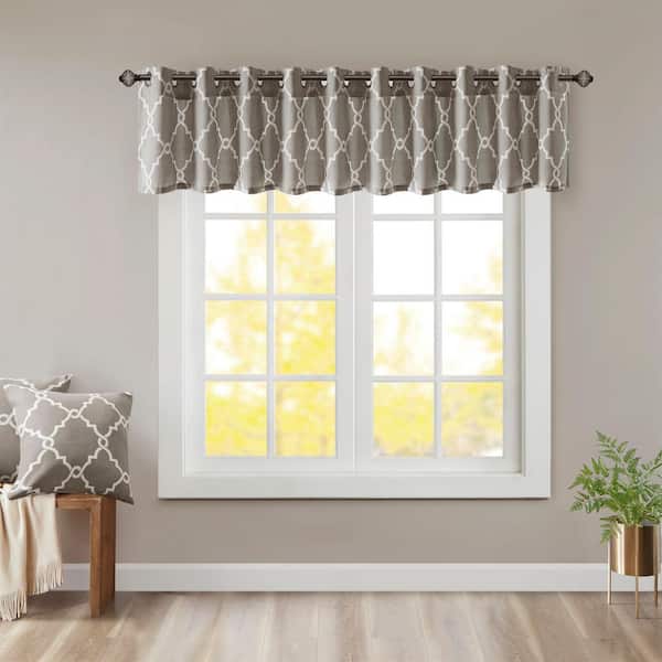Madison Park Westmont 18 in. L x 50 in. W in Grey/White Polyester Light Filtering Valance