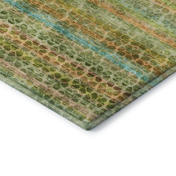 Mayfield Premium Machine Washable Abstract AMF2155 Green 10 ft. x 14 ft. Area Rug