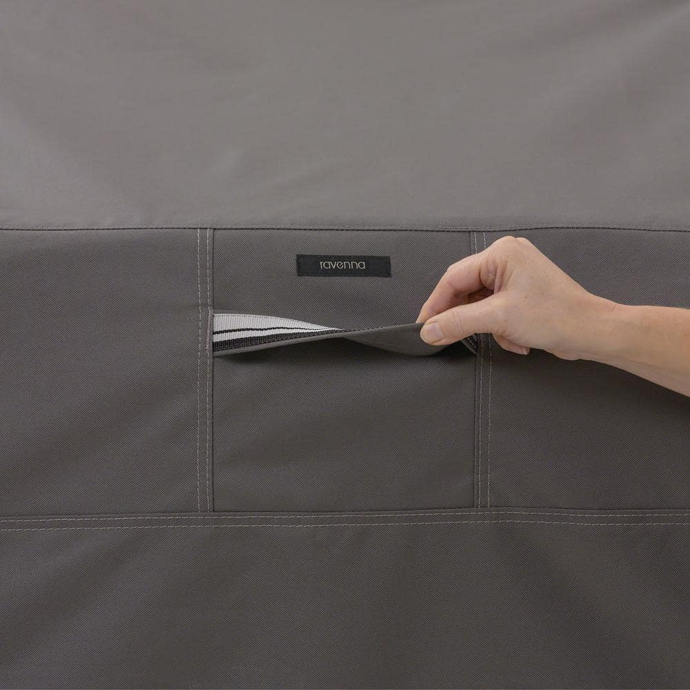 Ravenna Water-Resistant Gray BBQ Grill Cover with Cinch Cord