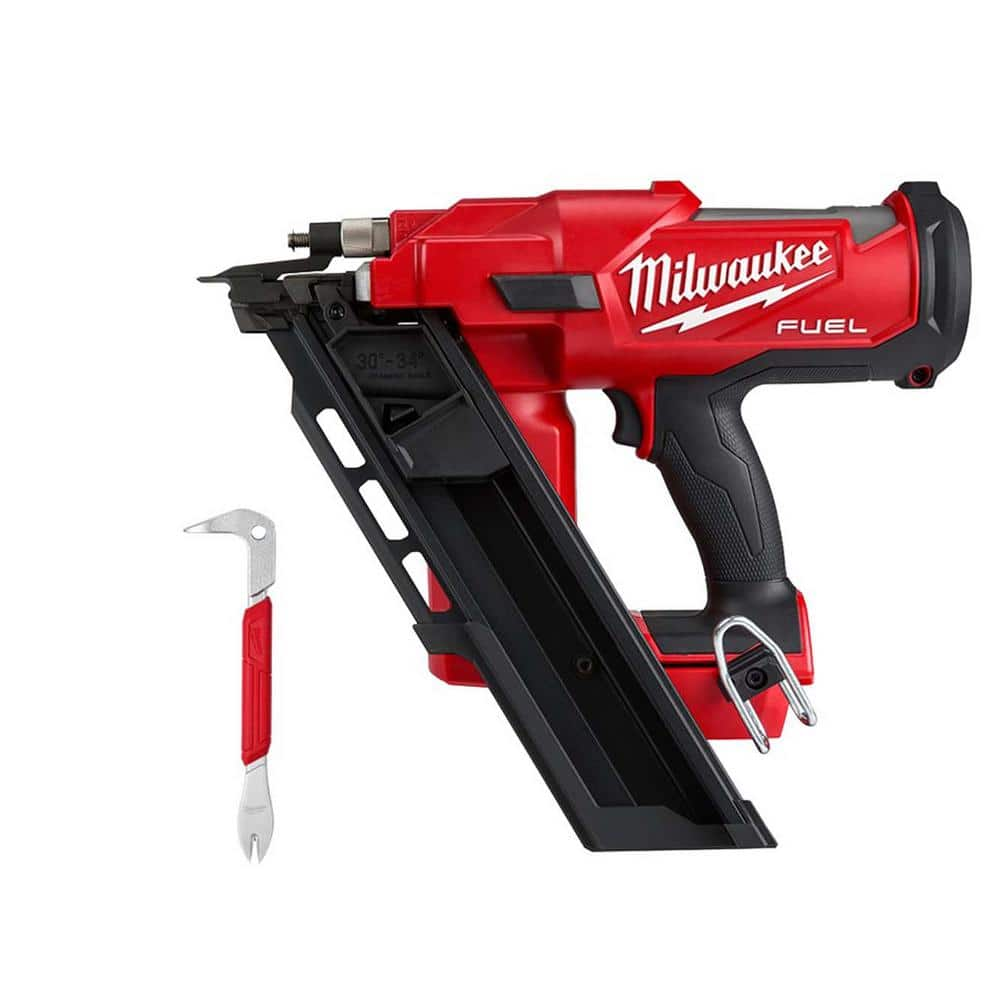 M18 FUEL 3-1/2 in. 18-Volt 30-Degree Lithium-Ion Brushless Cordless Framing Nailer W/10 in. Nail Puller with Dimpler -  Milwaukee, 2745-9031