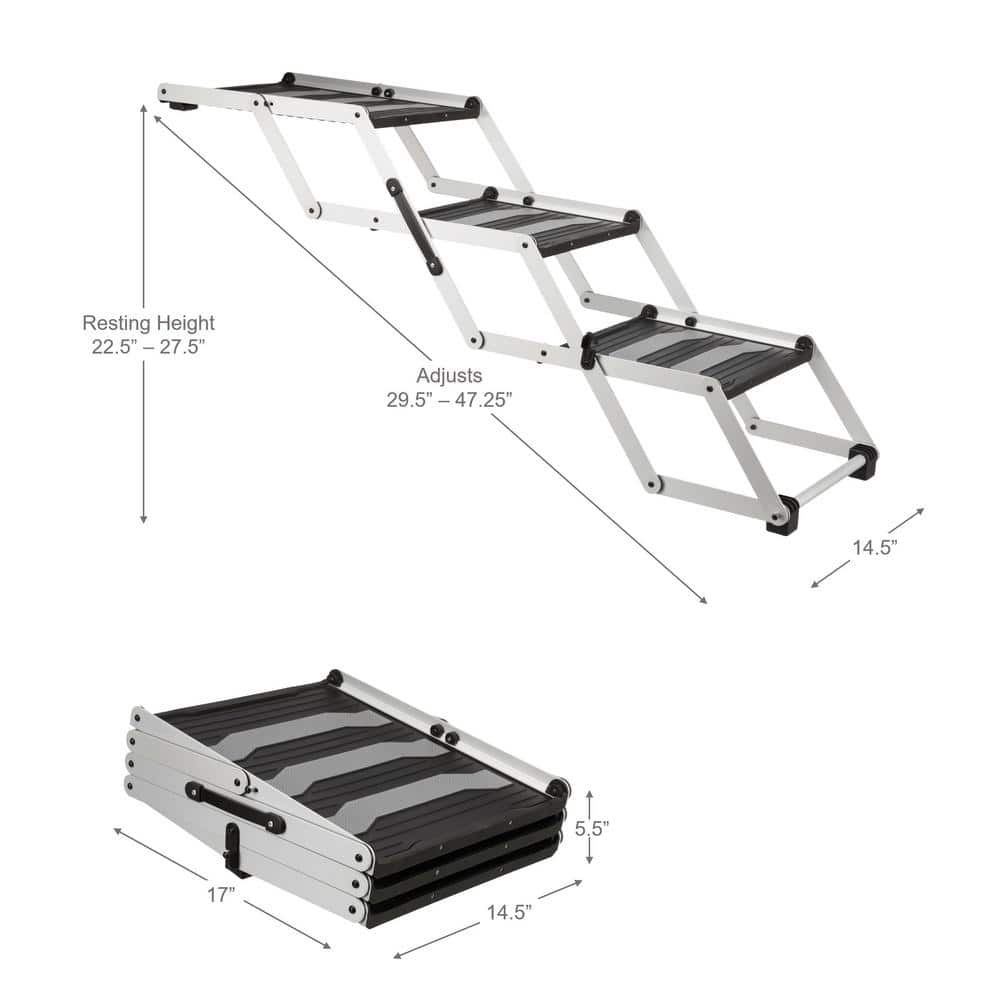 Heavy Duty Foldable Aluminum 3-Step Pet Stairs