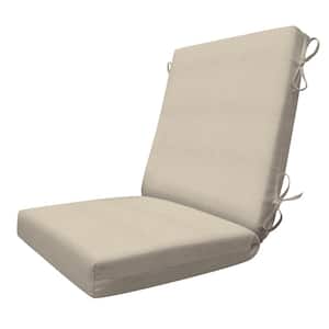 Outdoor Highback Dining Chair Cushion Sunbrella Linen Antique Beige