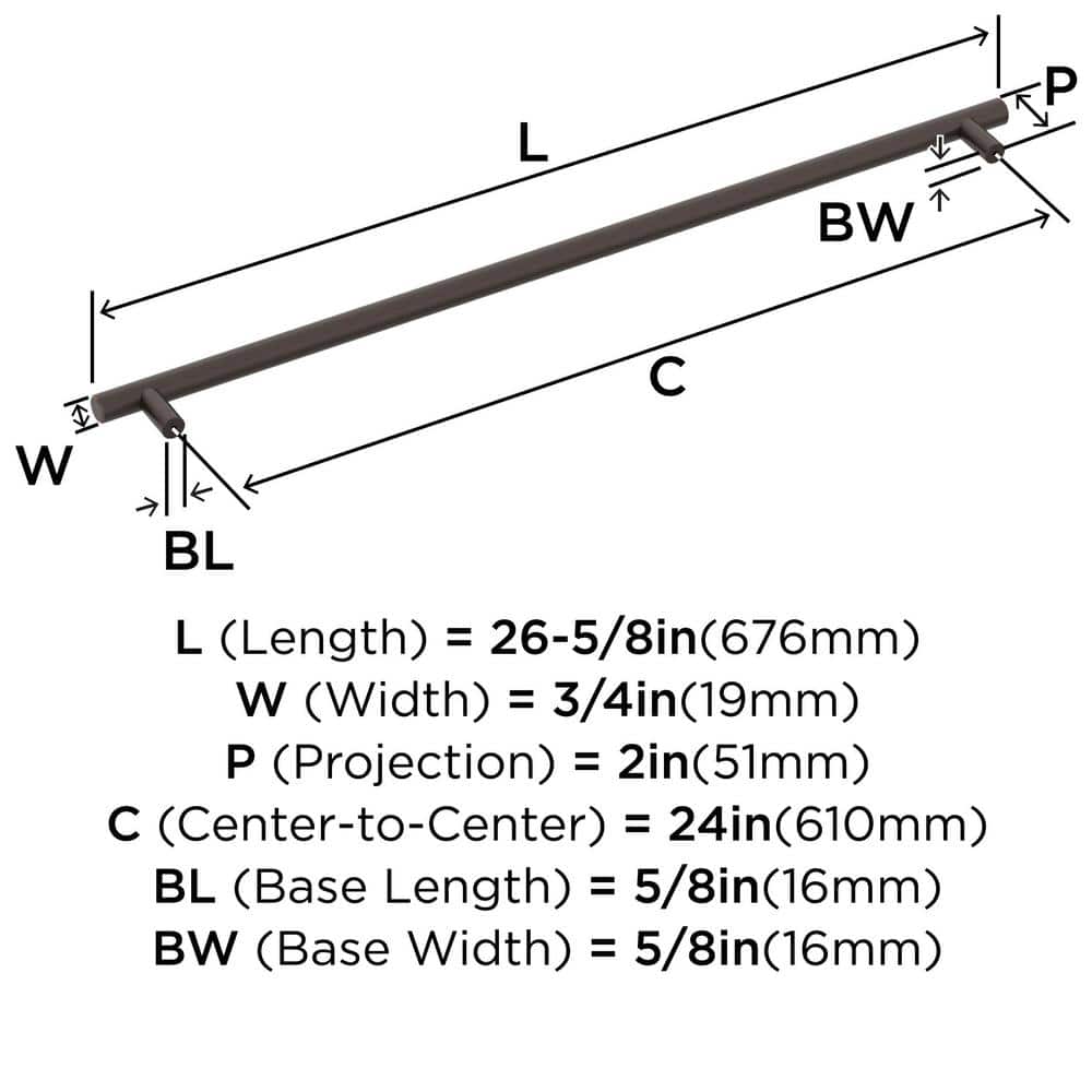 Oil Rubbed Bronze 26.62" Modern Bar Pull with Mounting Hardware