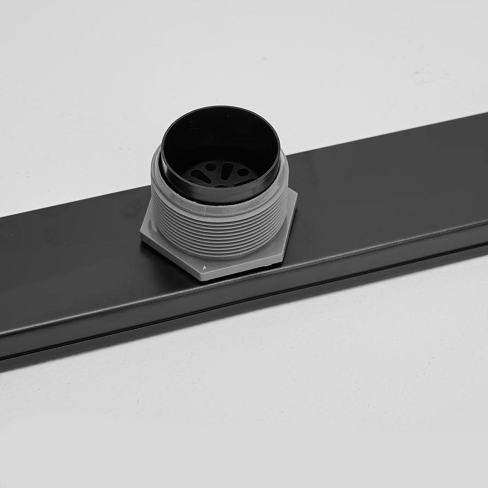 24 Inch Matte Black Stainless Steel Linear Shower Drain with Square Holes
