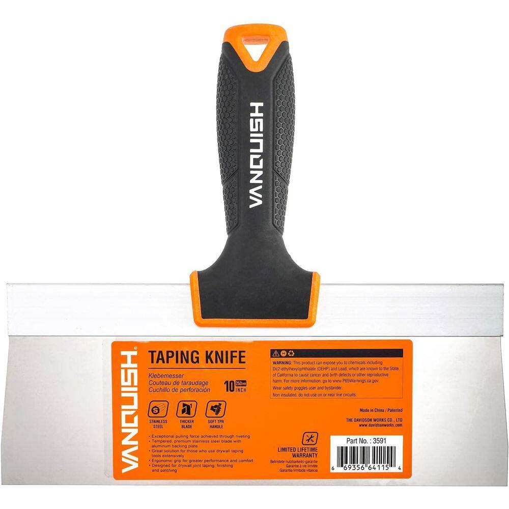 10 in. Stainless Steel Drywall Taping Knife with Flexible Blade and Soft Grip Handle for Finishing price history on PriceWatchPro